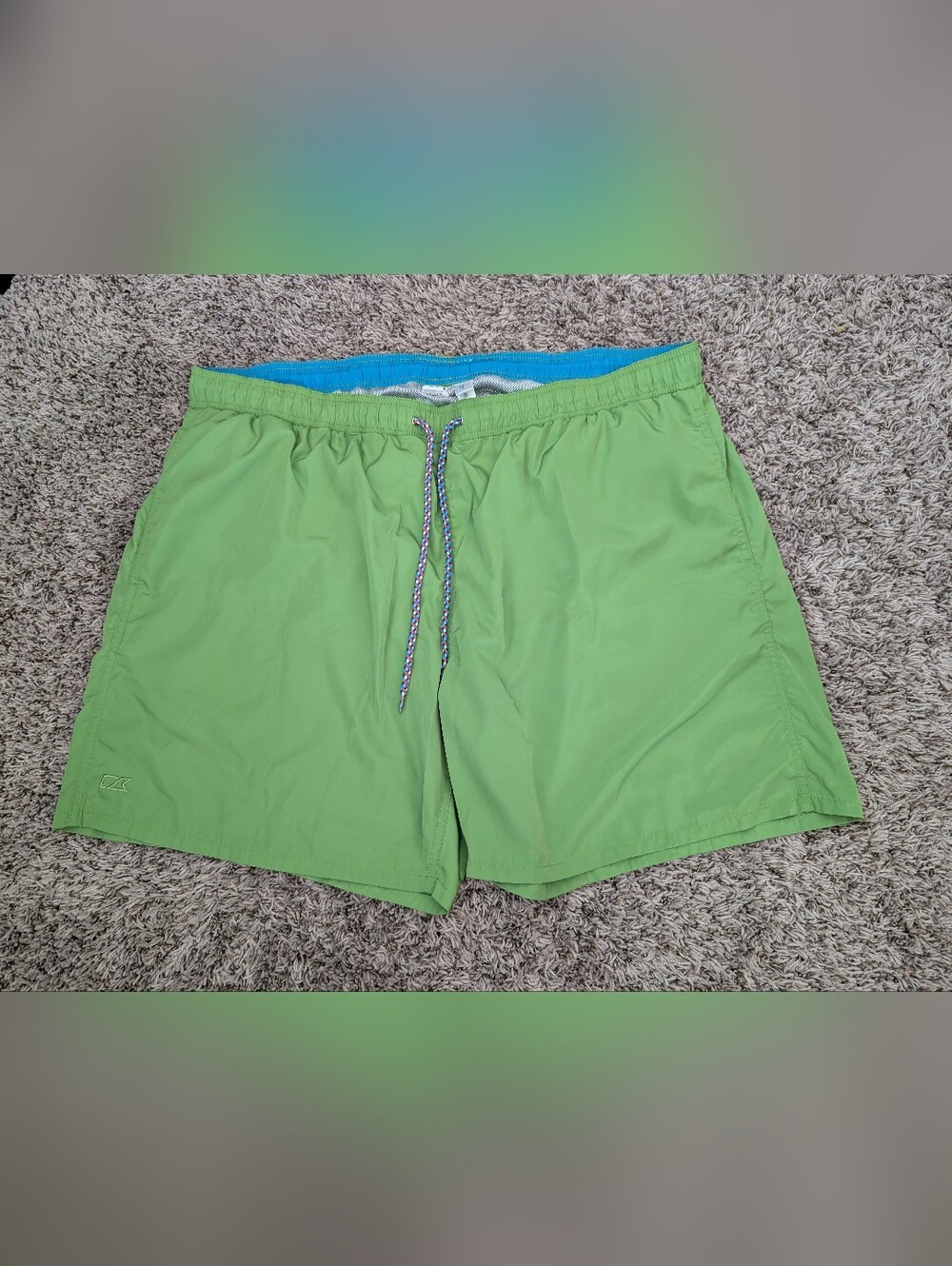Cutter & Buck Men's Bright Green Swim Trunks with Drawstring